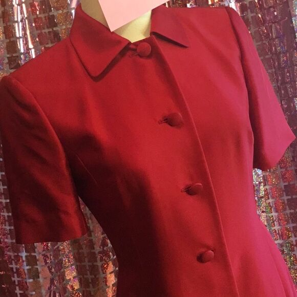 NWOT SUIT SET WITH JACKET & PANTS BY ANN TAYLOR in bright red - Picture 8 of 16